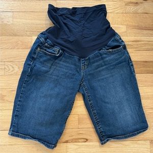 Denim Full Panel Maternity Bermuda Shorts